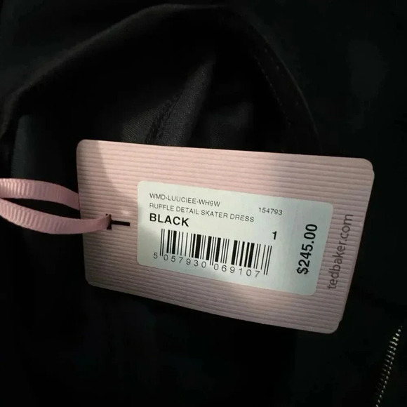 TED BAKER black LUUCIEE Neoprene Ruffle Trim skater dress size 1 US 4 NEW NWT - Picture 9 of 14